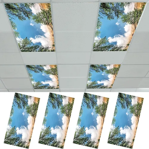 Vista 15 de Outus 4 piezas de cubierta de luz fluorescente para iluminación de aula con 10 imanes, filtro de luz magnético, decoración de panel de techo de 2 x