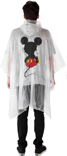Vista 2 de Disney Mickey Mouse - Poncho de lluvia con capucha estampado unisex para adultos
