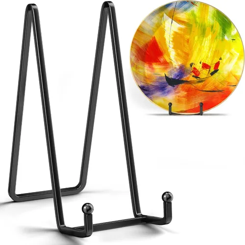 Vista 8 de IPAME Soportes de placa para exhibición – Soporte cuadrado de metal de 4.5 pulgadas para placa de alambre + soporte de marco de fotos caballete