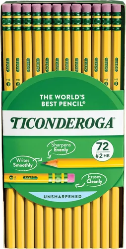 Vista 13 de Ticonderoga Lápices de madera, preafilados, 2 HB suaves, amarillos, 12
