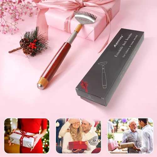 Vista 7 de Rascador de espalda para mujeres y hombres extensible con rodillo Rojo oscuro