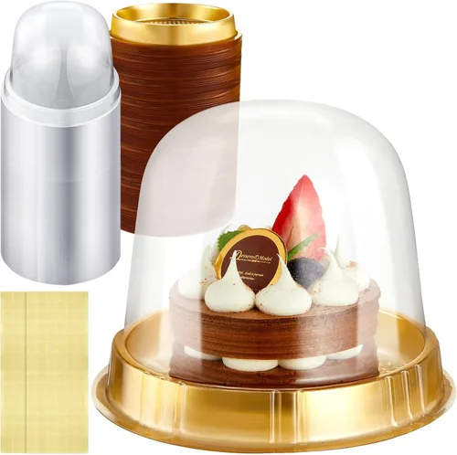 Vista 7 de Mimorou Cajas individuales para cupcakes, recipientes de plástico transparente para cupcakes, soporte individual desechable con tapa, soporte alto