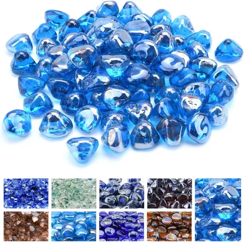 Vista 8 de GasSaf Diamonds - Vidrio de fuego para fogón de gas o propano, chimenea y paisajismo, 10 libras, 1 pulgada (lustre rosa)