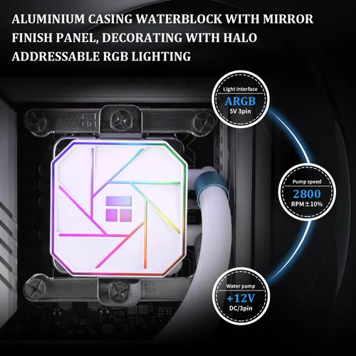 Vista 3 de Thermalright Aqua Elite 240 - Enfriador líquido de CPU V3, tamaño de fila de enfriamiento 240, 2 ventiladores PWM de 4.724 in, rodamientos S-FDB