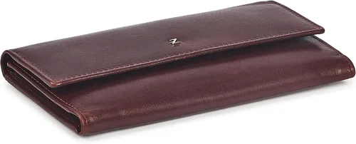 Vista 4 de Zinda Genuine Leathers Cartera larga con solapa triple y protección RFID para mujer, Marrón, Cartera para mujer