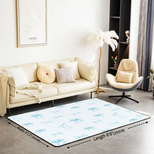 Vista 2 de Erosebridal Blue Bow Living Room Rugs Kawaii Bow Knot Decorative Carpet for Kids Girls Teens Women Girly Princess Bows Area Rug 3X5 Cute Ribbon