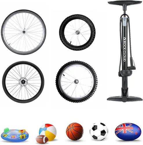 Vista 6 de Bomba de piso de bicicleta con medidor 160 psi Bomba de bicicleta Presta y válvula Schrader