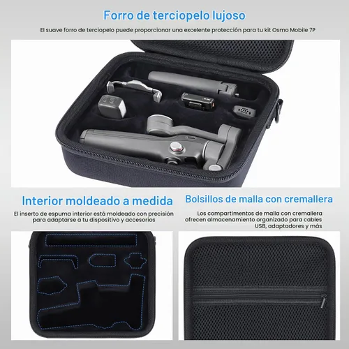 Vista 4 de Estuche de almacenamiento compatible con DJI Osmo Mobile 8 / 7P / 7 Gimbal estabilizador Accesorios (negro)