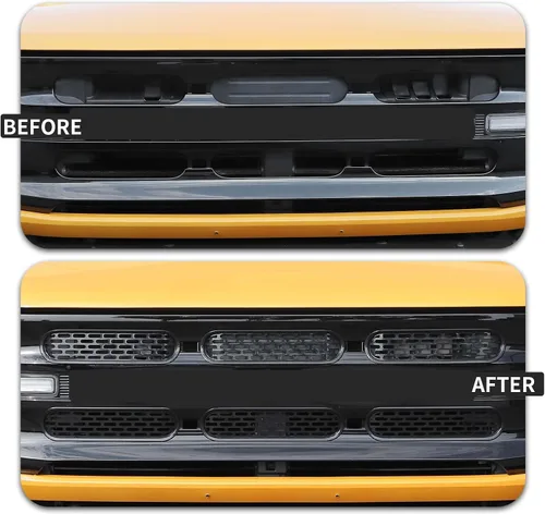 Vista 2 de Kit de 6 piezas de rejilla de malla para parrilla delantera, marco de cubierta, para Ford Bronco 2021-2024 de 2/4 puertas, accesorios exteriores