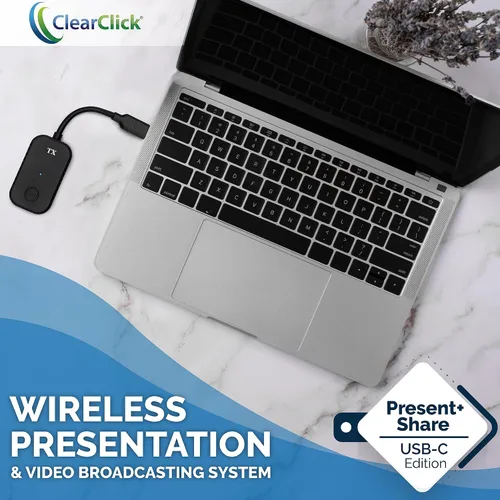 Vista 2 de ClearClick Present+Share (Edición USB-C) - Sistema inalámbrico de presentación y transmisión de video para portátiles y teléfonos inteligentes
