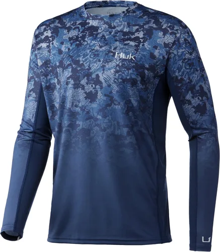 Vista 42 de HUK Camisa de manga larga Icon X para hombre, camisa de pesca de alto rendimiento Azul celeste