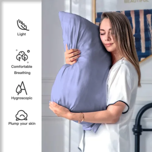 Vista 3 de Funda de almohada de seda de morera natural para cabello y piel, tamaño estándar de 20 x 26 pulgadas, con cremallera oculta, suave, transpirable
