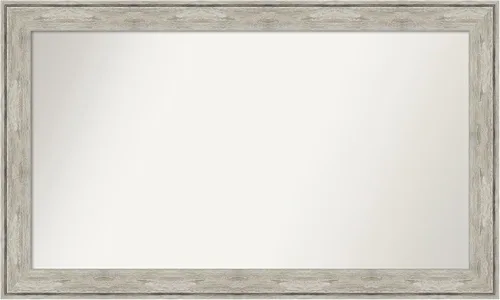 Vista 468 de Amanti Art Espejo de baño plateado para sobre el fregadero, 28 x 37 pulgadas, elegante espejo rectangular de peltre cepillado, marco de madera