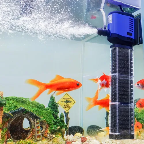 Vista 11 de Filtro de acuario ajustable para tanque de tortugas de peces de 20 a 40 galones, filtración bioquímica 4 en 1, potentes bombas y filtros sumergibles