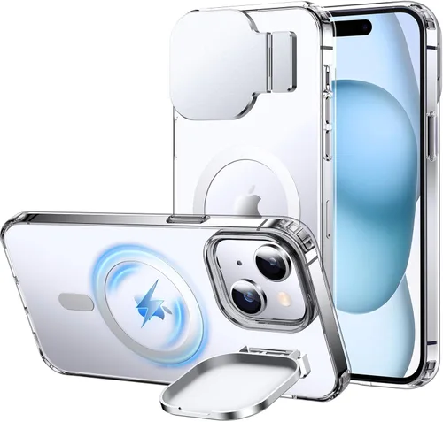Vista 10 de Silverback Funda para iPhone 14 Pro Max con funda para cámara, compatible con MagSafe, con soporte integrado, funda magnética translúcida mate a