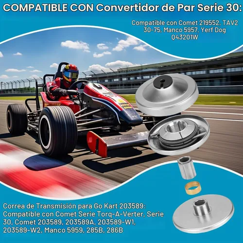 Vista 5 de Embrague convertidor de par serie 30, embrague Go Kart de 3/4 pulgadas con correa de transmisión Go Cart 203589 para compatible con Comet 219552