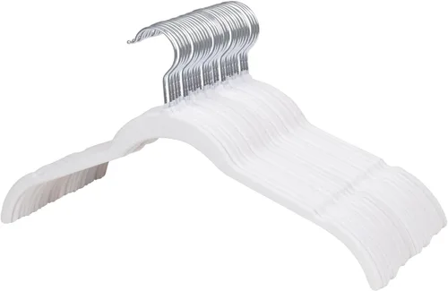 Vista 8 de ManGotree Perchas de terciopelo para mujer, perchas de 16.5 pulgadas con ranura para el hombro, perchas antideslizantes para ropa de vestir