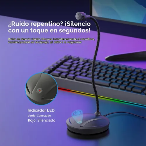 Vista 3 de Micrófono de escritorio USB, Plug & Play para PC/Mac Negro 1