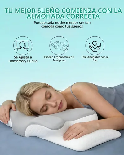 Vista 9 de Almohada cervical ajustable para dormir, almohada de espuma viscoelástica para aliviar el dolor de espalda y hombros, almohadas ergonómicas