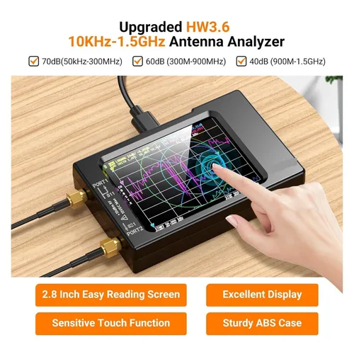 Vista 2 de Spectrum Analyzer, VNA-H Vector Network Antenna Analyzer SWR Meter 10KHz-1.5GHz MF HF VHF UHF with SD Card Slot Spectrum