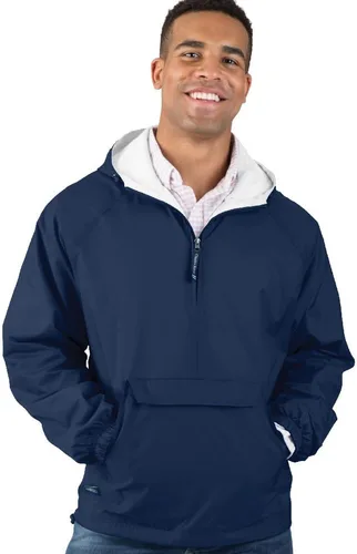 Vista 17 de Charles River Apparel Jersey clásico a rayas unisex, cortavientos resistente al agua para hombres y mujeres Negro