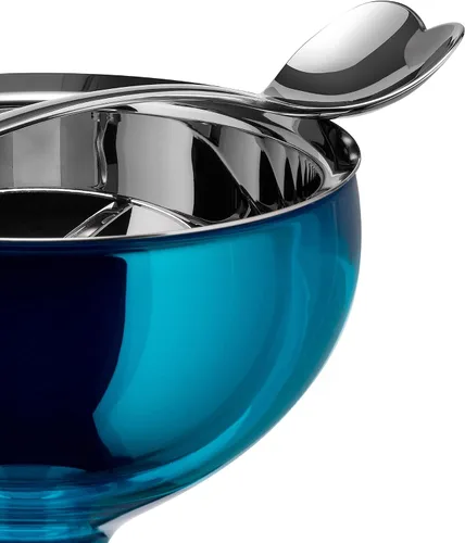 Vista 4 de Alessi AMMI01S AZ Big Love - Juego de helados de diseño, cuenco en acero inoxidable 18/10 y resina termoplástica, color azul y cuchara de acero