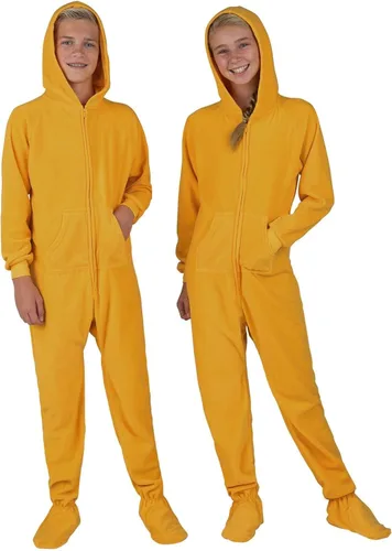Vista 4 de Footed Pajamas - Mameluco familiar con capucha a juego Suéteres de una pieza para niños, niñas, hombres, mujeres y mascotas Unisex