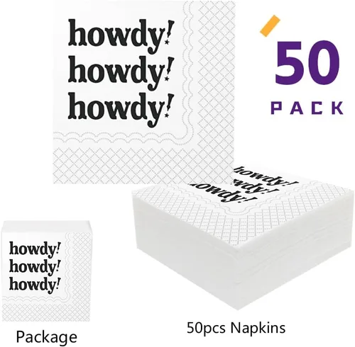 Vista 2 de SharkBliss Howdy Servilletas de cóctel – Servilletas de papel Howdy para discoteca de vaquera occidental Last Rodeo Nashville despedida de soltera