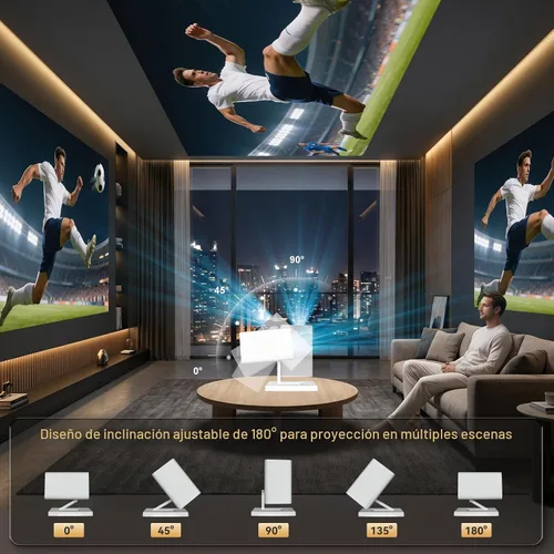 Vista 7 de 【Aplicaciones integradas】Mini proyector con WiFi y Bluetooth, proyector portátil de soporte 1080P 4K, proyector de películas para dormitorio