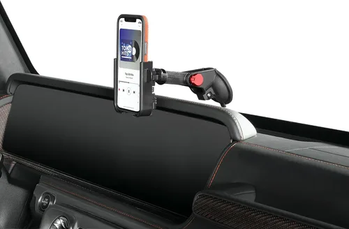 Vista 12 de WeatherTech WindshieldFone con extensión - Soporte universal para teléfono de coche montado en el parabrisas - Perillas billet negras