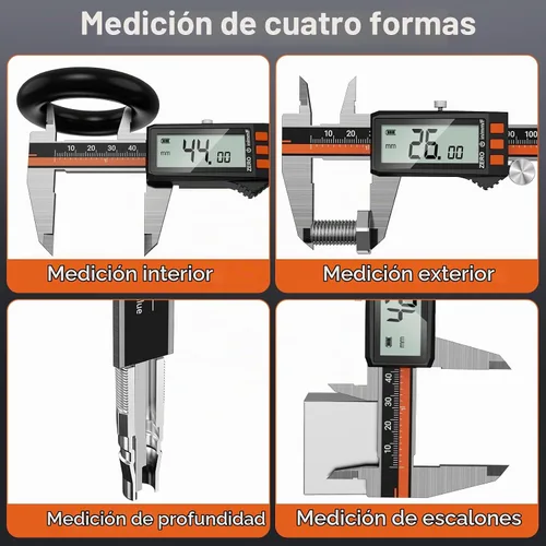 Vista 7 de Preciva Calibre Digital - Micrómetro Recargable de Acero Inoxidable con Protección IP54 Apagado Automático, Pantalla LCD Grande y Conversión