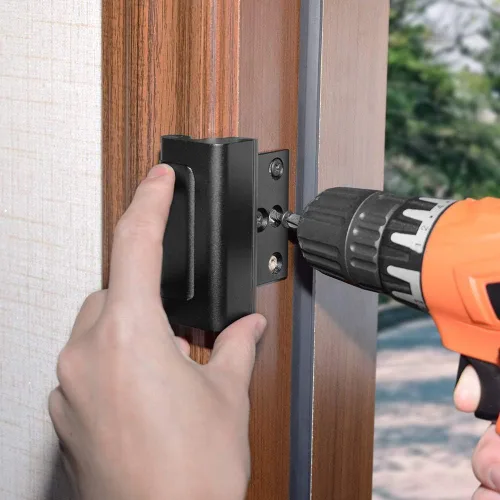Vista 6 de Cerradura de refuerzo de puerta de seguridad para el hogar para niños, cerraduras de puerta delantera mejoradas, soporta 800 libras de metal a