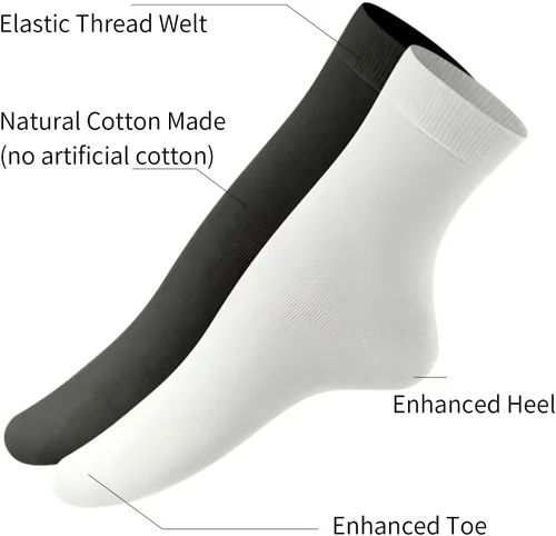Vista 2 de K-LORRA Calcetines de algodón para mujer y hombre, paquete de 6 Negro