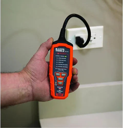 Vista 6 de Klein Tools Probador de salida RT310, probador de receptáculos AFCI y GFCI para enchufes eléctricos de CA de América del Norte