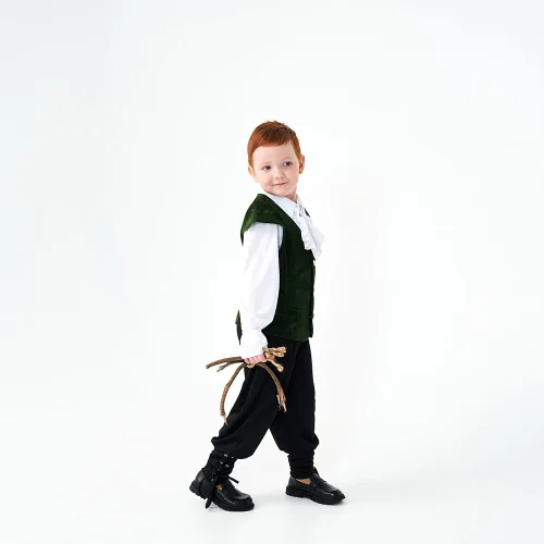 Vista 7 de GRAJTCIN Pantalones de tobillo medievales para niños, disfraz de pirata vikingo renacentista, para Halloween, cosplay, pantalones góticos