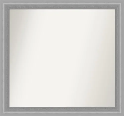 Vista 408 de Amanti Art Espejo de baño plateado para sobre el fregadero, 24 x 24 pulgadas, espejo cuadrado de peltre forjado a medida, marco de madera casual