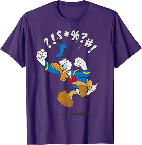 Vista 50 de Disney Mickey And Friends - Camiseta vintage de Donald Duck Angry Jump, Negro