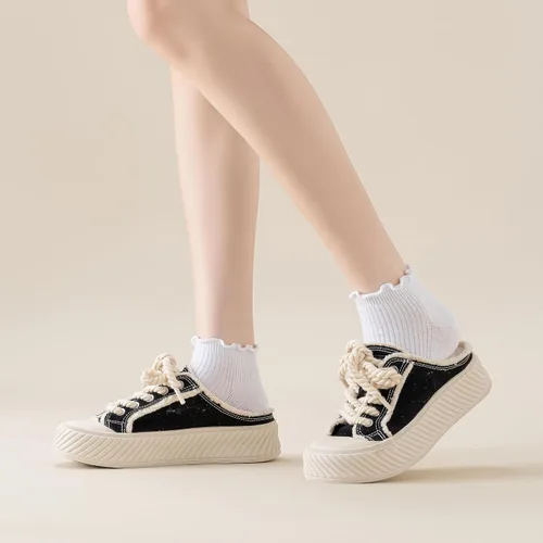 Vista 4 de Mcool Mary Calcetines tobilleros con volantes para mujer, paquete de 6 Blanco