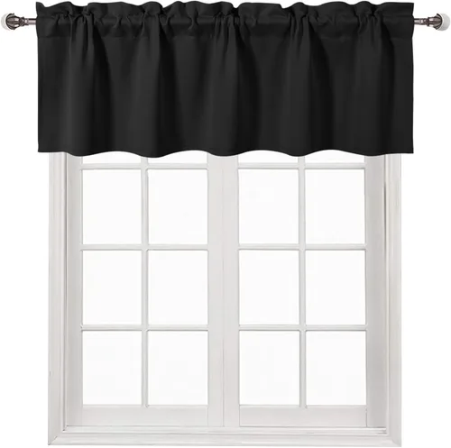 Vista 75 de DWCN Cenefa para ventana de cocina, con bolsillo para barra, para ventana, sala de estar/sótano, 36 x 16 pulgadas de largo, 1 panel, beige