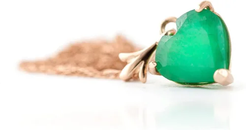 Vista 4 de Galaxy Gold GG 14k Solid Rose Gold Necklace with Natural 120ct Emerald Heart Pendant