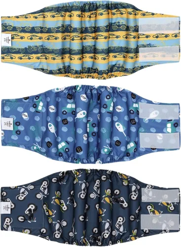Vista 46 de CuteBone - Pañales lavables para perro macho, banda abdominal, paquete de 3 unidades, color negro, modelo DM54XS