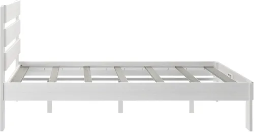 Vista 5 de Max & Lily - Cama Queen moderna de granja con cabecera de tablones, cama plataforma de madera de pino de Nueva Zelanda maciza, acabado blanco lavado