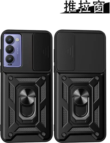 Vista 2 de Compatible con Tecno Camon 18P Bracket Shell, Slide Camera Lens Cover Case Azul