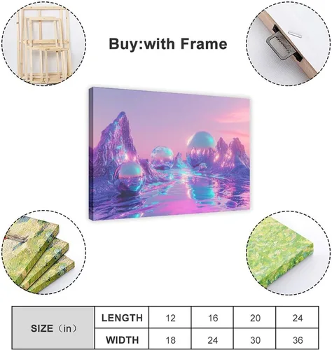 Vista 2 de ZMLIS Cyber Y2K Vaporwave Wall Art – Retro Futuristic Dreamcore Print – Aesthetic Neon Digital Decor for Bedroom Or Studio Canvas Wall Art Print