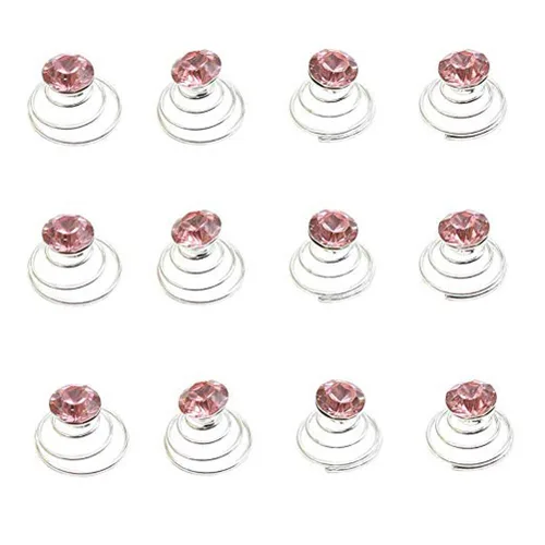 Vista 4 de canjoyn 24 horquillas para el cabello con gemas nupciales, espirales, espirales, espirales, para boda, espiral, tornados de cristal brillantes, Azul