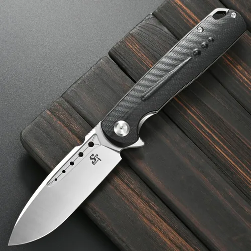 Vista 2 de Sitivien ST131 - Cuchillo plegable, hoja D2 G10, cuchillo de herramientas EDC con bloqueo de forro para acampar al aire libre, senderismo, pesca