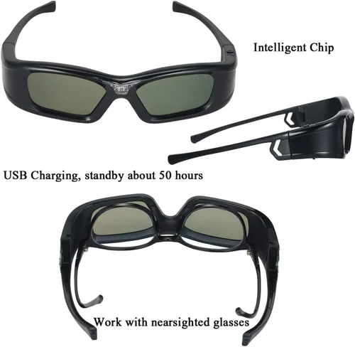 Vista 7 de Gafas 3D, GL410 Gafas 3D para proyector Full HD Active DLP Link para Optama Acer ViewSonic Sharp Dell DLP Link proyectores