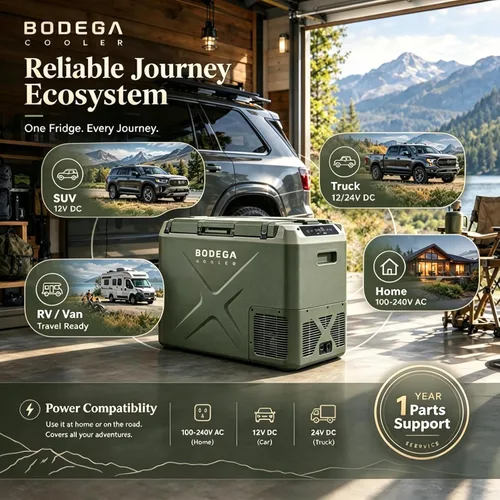 Vista 7 de BODEGACOOLER Refrigerador de Coche de 12 Voltios, Refrigerador de Coche de 34 Cuartos de Galón (32L) de Doble Zona, Congelador Portátil de 12V
