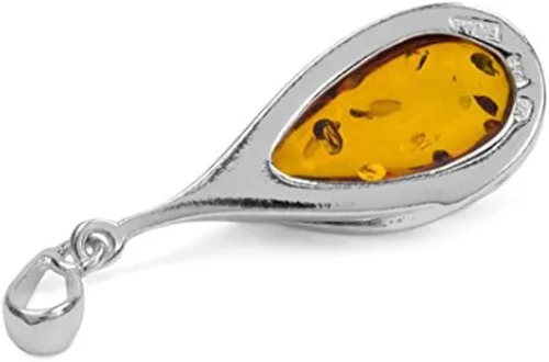 Vista 3 de Ian and Valeri Co. Amber Sterling Silver Drop Pendant Necklace 18 inches