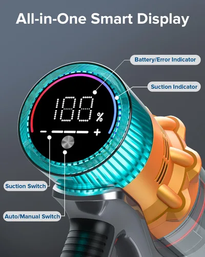 Vista 5 de REBANIC S8 - Aspiradora inalámbrica de 600W, 48Kpa hasta 65 minutos de duración, aspiradora de palo recargable, aspiradora de mano inalámbrica